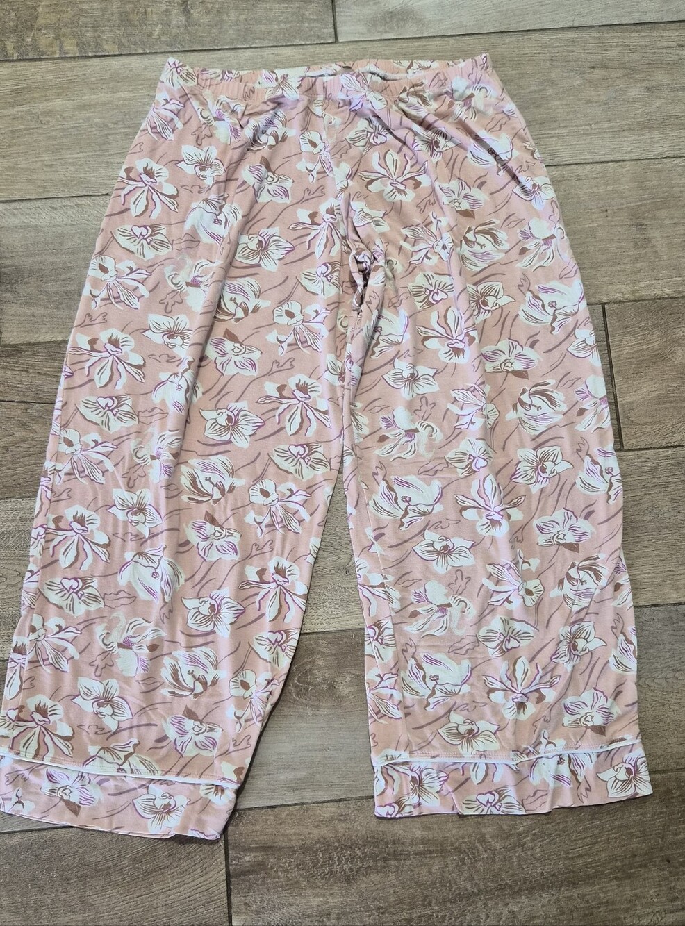 Eberjey Gisele Relaxed Short-Sleeve And Cropped Pants Pajama Set Fiore Rose Sz S - Picture 2 of 10